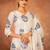 Off white blue hand block printed cotton suit set of 3