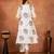 Off white blue hand block printed cotton suit set of 3