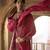 Maroon embroidered rawsilk sherwani