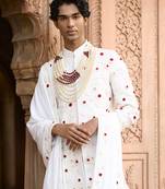 Ivory embroidered rawsilk sherwani