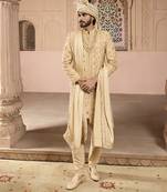 Gold embroidered rawsilk sherwani