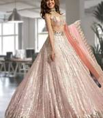 PINK EMBROIDERY GEORGETTE LOVELY LEHENGA CHOLI WITH DUPATTA