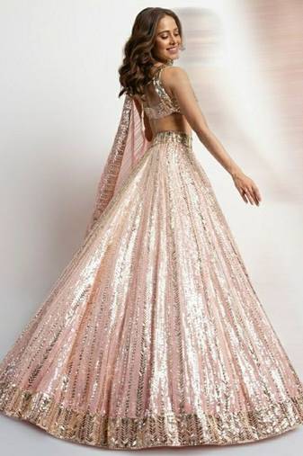 pink embroidery georgette designer lehenga choli set
