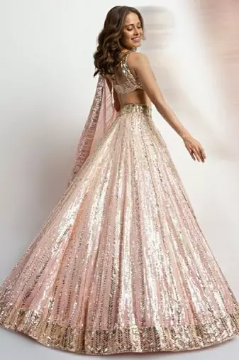 pink embroidery georgette designer lehenga choli set