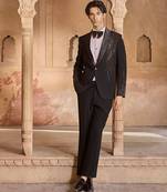 Black embroidered velvet tuxedo