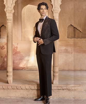 Black embroidered velvet tuxedo 2