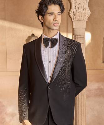 Black embroidered velvet tuxedo 3