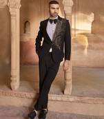 Black embroidered velvet tuxedo