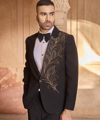 Black embroidered velvet tuxedo 2