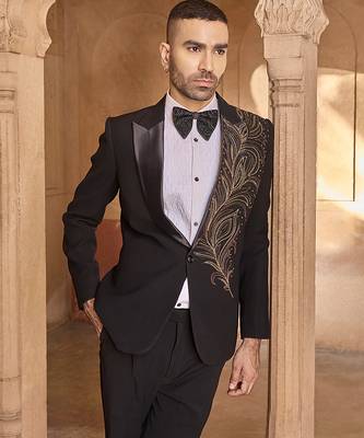 Black embroidered velvet tuxedo 3