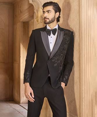 Black embroidered velvet tuxedo 2