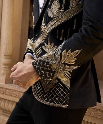 Black embroidered velvet tuxedo 2
