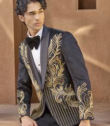 Black embroidered velvet tuxedo