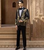 Black embroidered velvet tuxedo