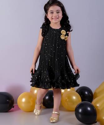 Black embroidered polyester dress 4