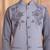 Grey embroidered linen nehru jacket set