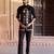 Black embroidered linen kurta set