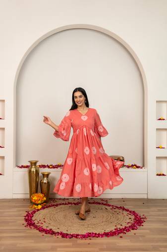 Pink tie & dye cotton dress