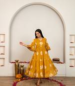 Mustard yellow tie & dye cotton dress