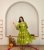 Green tie & dye cotton dress