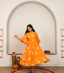 Orange tie & dye cotton dress