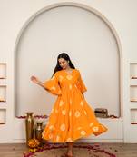 Orange tie & dye cotton dress