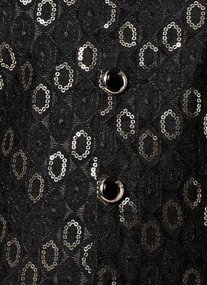 Boys black cotton silk oval sequined buti pattern kurta & pyjama with waistcoat set 3
