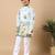Boys light blue rayon zigzag embroidered sequined scenic heritage print kurta & pyjama set