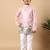 Boys pink rayon zigzag embroidered sequined scenic heritage print kurta & pyjama set