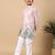 Boys pink rayon zigzag embroidered sequined scenic heritage print kurta & pyjama set