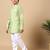 Boys pista green cotton blend ikat woven pattern kurta & pyjama set
