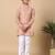 Boys peach cotton blend ikat woven pattern kurta & pyjama set
