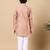Boys peach cotton blend ikat woven pattern kurta & pyjama set