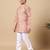 Boys peach cotton blend ikat woven pattern kurta & pyjama set