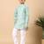 Boys sea green cotton blend ikat woven pattern kurta & pyjama set