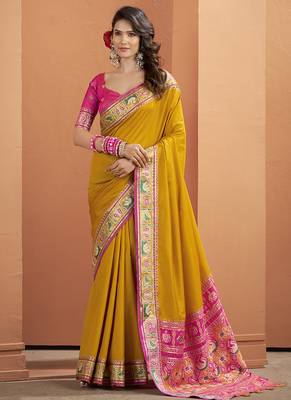 Musatrd patola silk party wear saree 1