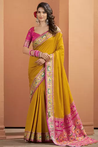 Musatrd patola silk party wear saree