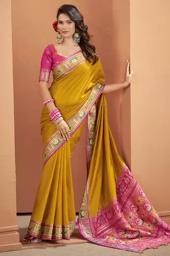 Musatrd patola silk party wear saree
