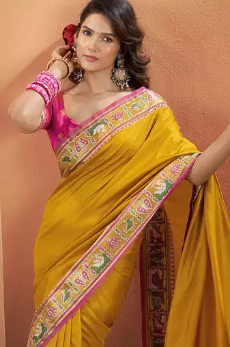 Musatrd patola silk party wear saree