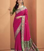Pink patola silk party wear saree