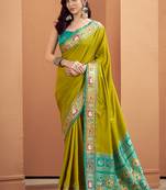 Olive patola silk party wear saree