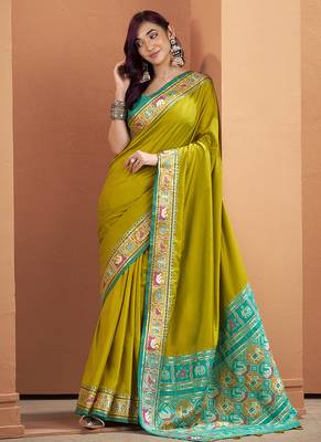 Olive patola silk party wear saree 2