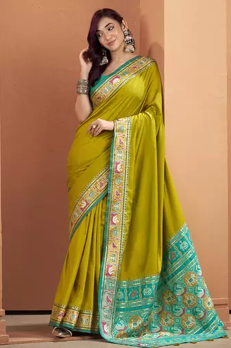 Olive patola silk party wear saree