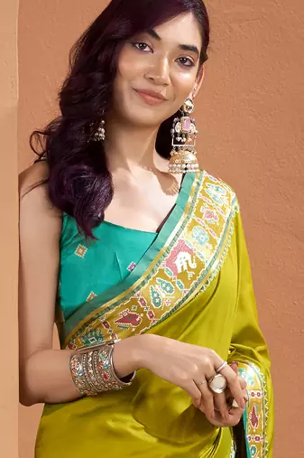 Olive patola silk party wear saree