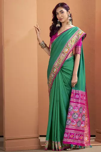 Green patola silk party wear saree