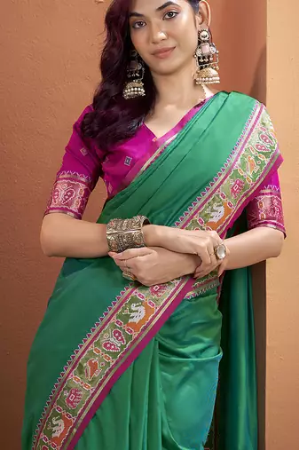 Green patola silk party wear saree