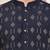 Men's straight navy blue viscose silk embroidery kurta full sleeve