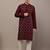 Men's straight maroon viscose silk embroidery kurta full sleeve