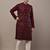 Men's straight maroon viscose silk embroidery kurta full sleeve