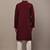 Men's straight maroon viscose silk embroidery kurta full sleeve